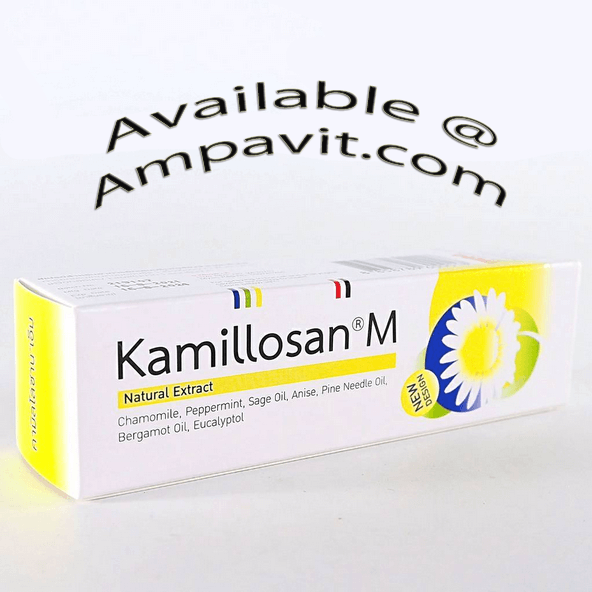 Kamillosan®M Throat Spray 15ml - Natural remedy for throat inflammation and discomfort with chamomile, peppermint, and sage oils in a 15ml spray bottle